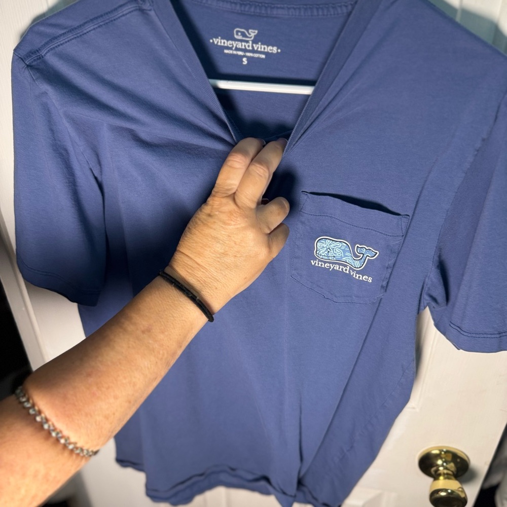 Vineyard Vines Blue Tee with Whale Design - Picture 3 of 3